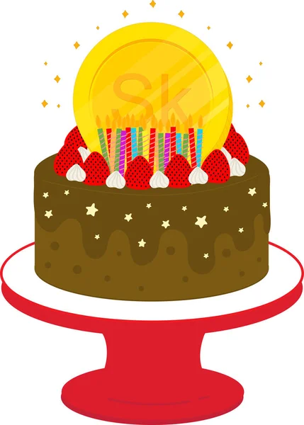 Ilustracja Tortu Urodzinowego Świec — Wektor stockowy