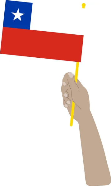 チリの旗を握っている手 ベクトルイラスト — ストックベクタ