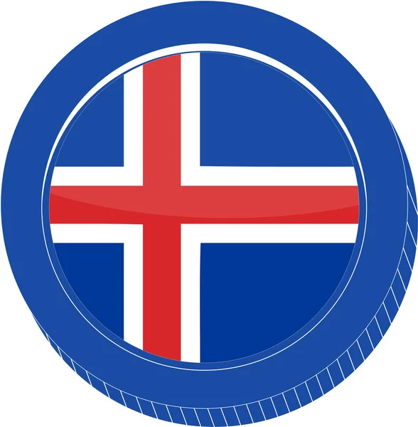 Iceland Flagga Knappen Vit Bakgrund — Stock vektor