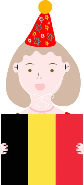 Belgium National Girl Traditional Costume — Stock Vector