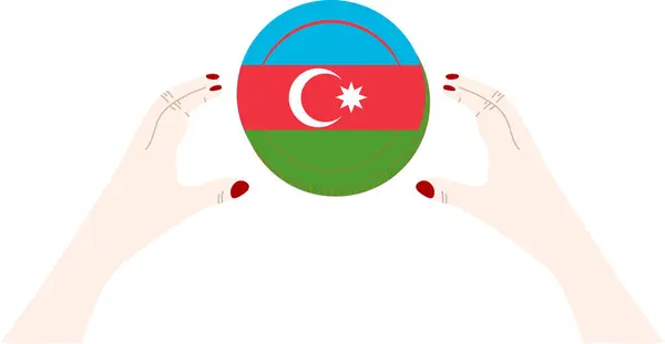 Ruka Drží Míč Vlajkou Azerbaijan — Stockový vektor