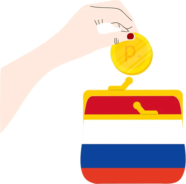 Bandera Rusa Dibujada Mano Rublo Ruso Dibujado Mano — Archivo Imágenes Vectoriales