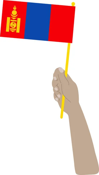 Bandeira Mongólia Mão — Vetor de Stock