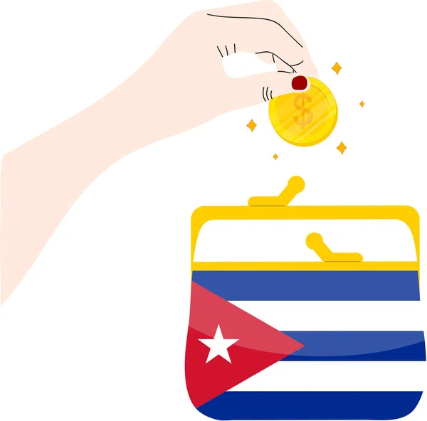 Drapeau Cuba Avec Pièce Monnaie Dans Sac Vectoriel Illustration Design — Image vectorielle