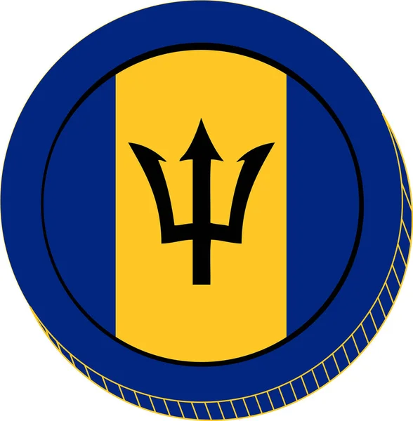 Banderas Redondas Barbados Con Bandera Barbados — Vector de stock