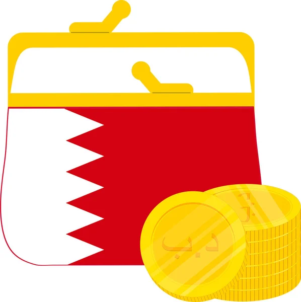 Sac Avec Drapeau Doré Drapeau Bahreïn — Image vectorielle