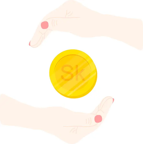 Vector Illustration Hand Coin — Stock Vector