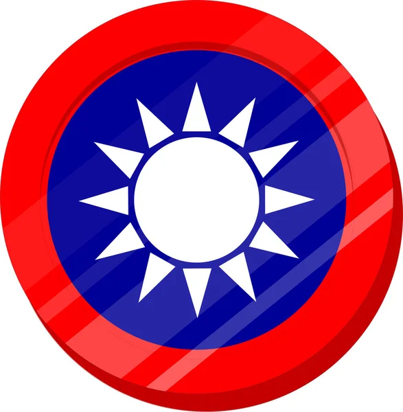 Botón Redondo Con Bandera Taiwán — Vector de stock