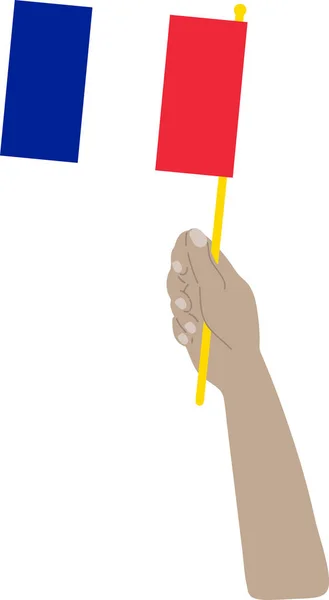 Hand Met Franse Vlag Nationale Vlag Van Frankrijk — Stockvector