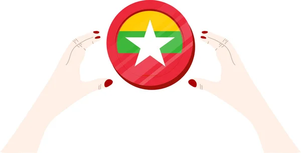 ミャンマーの旗手描き ミャンマーの手描き — ストックベクタ