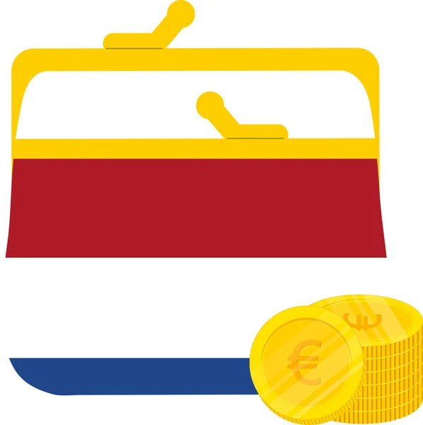 Ícone Bandeira Saco Dinheiro — Vetor de Stock