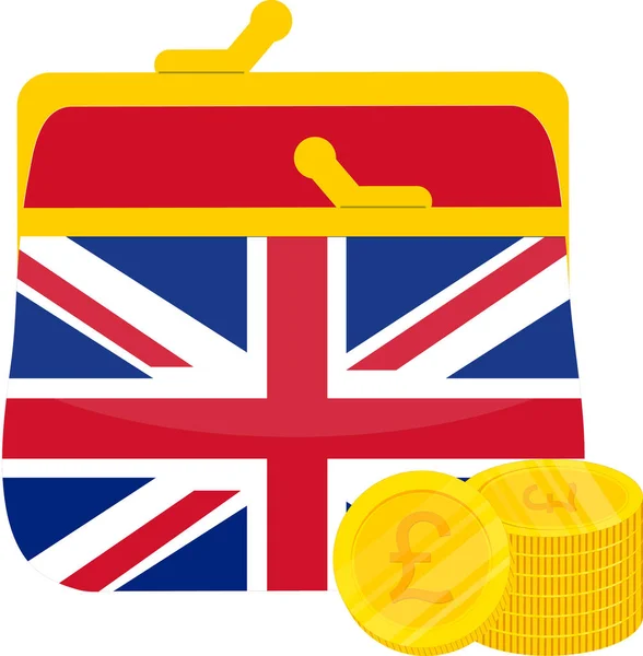 Bandiera Britannica Disegnata Mano Sterlina Inglese Disegnata Mano — Vettoriale Stock