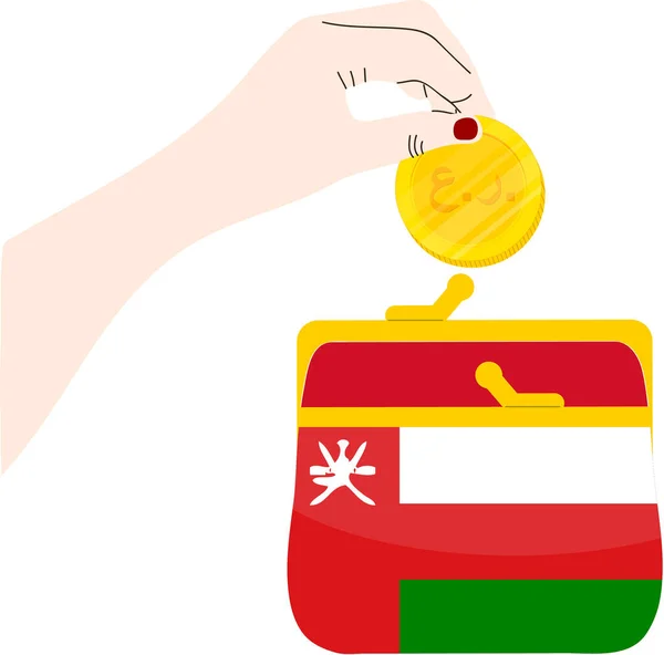 Omanische Flagge Von Hand Gezeichnet Omanische Rial Hand Gezeichnet — Stockvektor