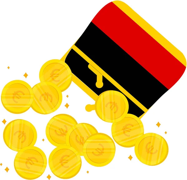Zlatá Mince Německou Vlajkou Vektorová Ilustrace — Stockový vektor