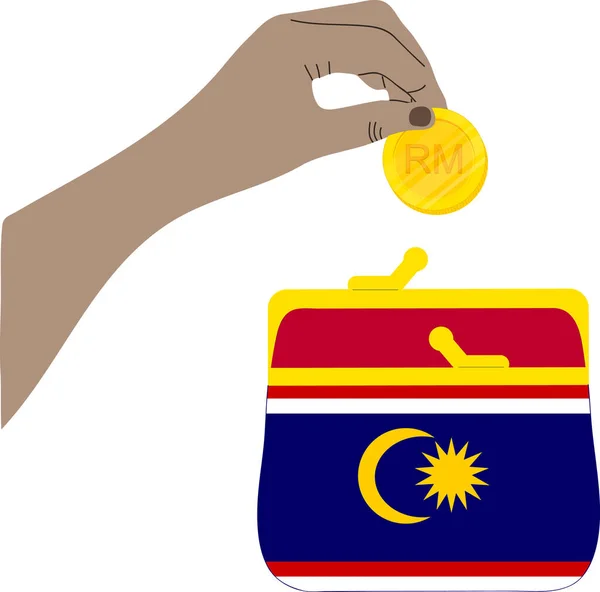 Tangan Mlaysian Flag Digambar Tangan Ringgit Malaysia Digambar - Stok Vektor