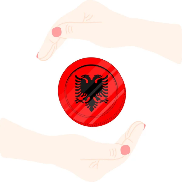 Албанія Прапор Намальований Албанська Рука Лека Намальована — стоковий вектор