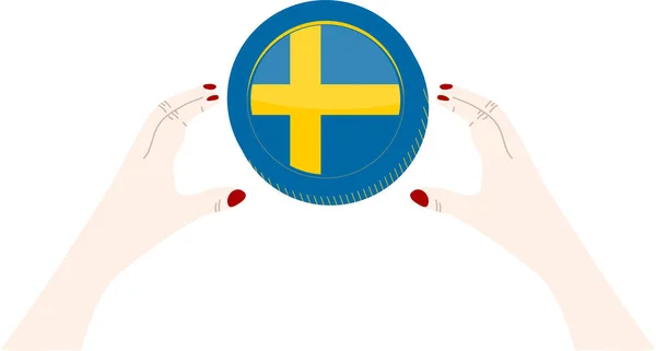 Рука Флагом Швеции — стоковый вектор
