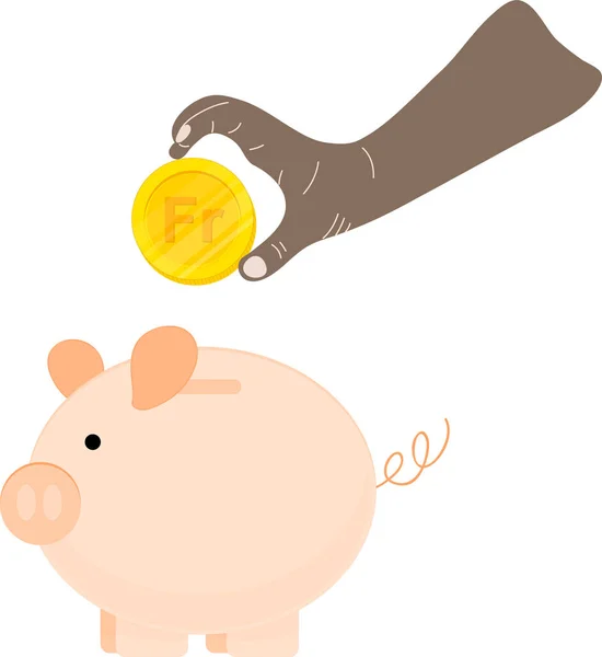Hand Holding Piggy Bank Vector Illustration Concept Flat Style — Stock Vector