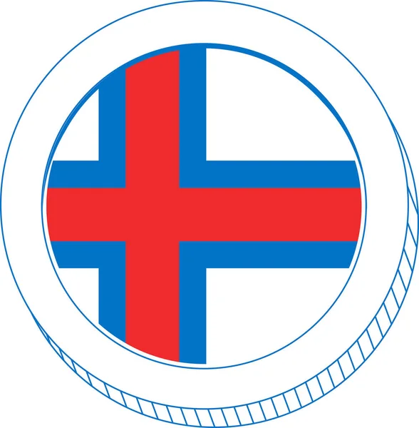 Круглая Эмблема Флагом Исландии — стоковый вектор