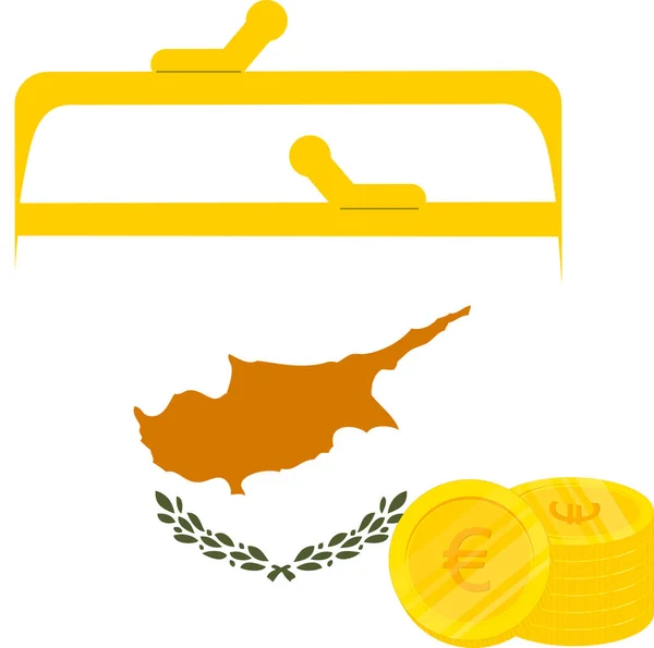 Wyciągnięta Ręka Pod Banderą Cypru Wyciągnięta Ręka Euro — Wektor stockowy