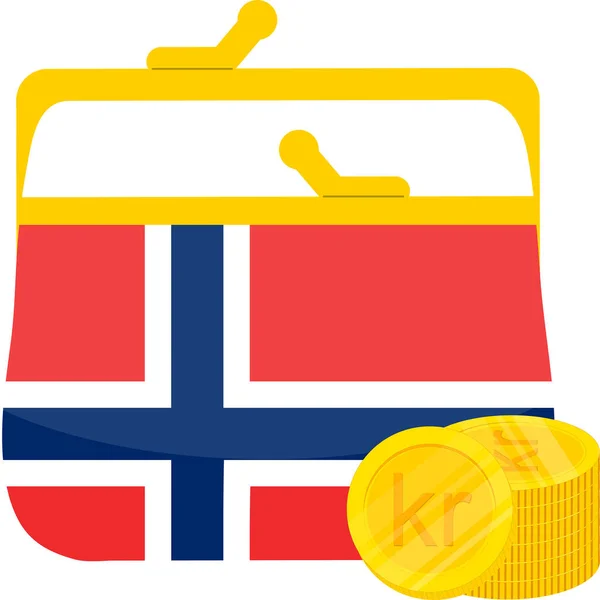 Saco Dinheiro Com Bandeira Norway —  Vetores de Stock