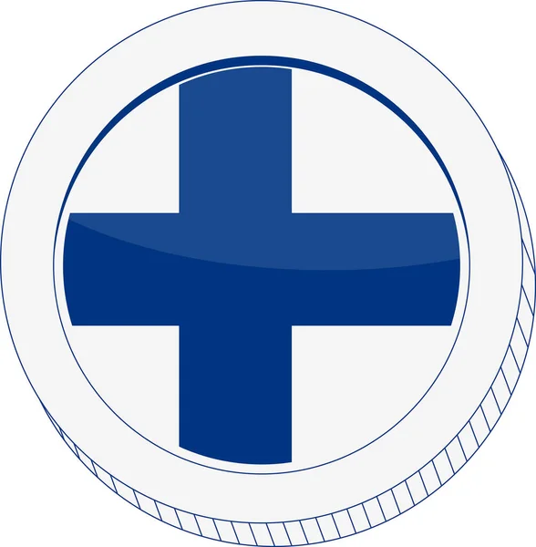 Finlands Flagga Rund Ikon — Stock vektor