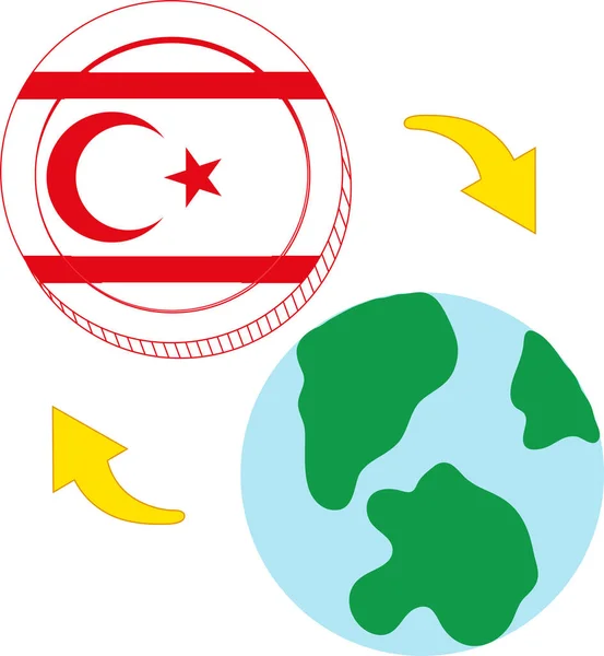 世界のトルコの地図と旗 — ストックベクタ
