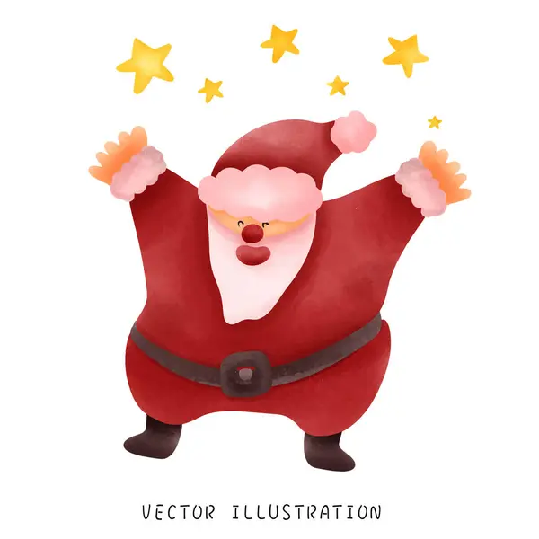 Χειροποίητο Χέρι Άγιος Βασίλης Και Εορταστική Χριστουγεννιάτικη Εικονογράφηση — Διανυσματικό Αρχείο