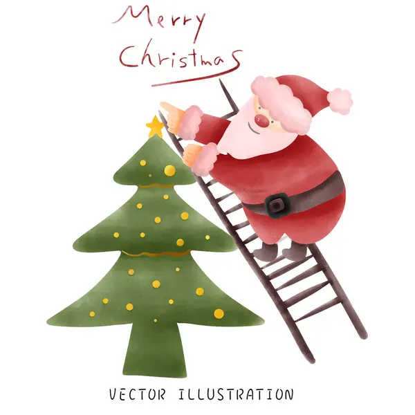 Met Hand Getekend Kerstman Feestelijke Kerst Illustratie — Stockvector