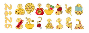 Yılan Yılı 2025 'i Kutlayan Kutlama Kartı Çizimi