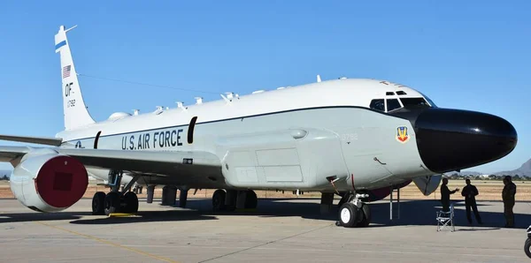 stock image Tucson, USA - November 6, 2021: A U.S Air Force RC-135V Rivet Joint surveillance plane from Offutt Air Force Base.