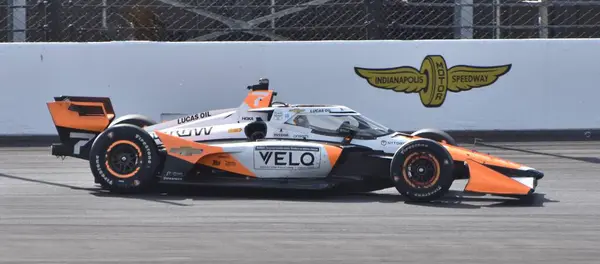 stock image Indianapolis, IN - May 11, 2024: IndyCar driver Alexander Rossi competing in the Indianapolis Grand Prix in Arrow McLaren's No. 7 car.