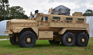 Valparaiso, FL, USA - November 13, 2024: The Oshkosh Mine-Resistant Ambush Protected (MRAP) truck is used by the U.S. military for troop transportation, most notably in Iraq and Afghanistan. clipart