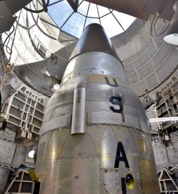 Tucson, AZ - February 14, 2025: A U.S. Air Force LGM-25C Titan II nuclear intercontinental ballistic missile (ICBM) in its underground silo.  clipart