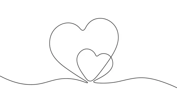 Continuous Line Drawing Two Hearts Isolated White Background Black White Royalty Free Stock Illustrations