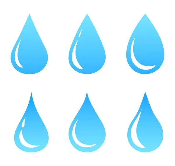 Set Water Drops Isolated White Background Set Blue Icons Water Stock Vector