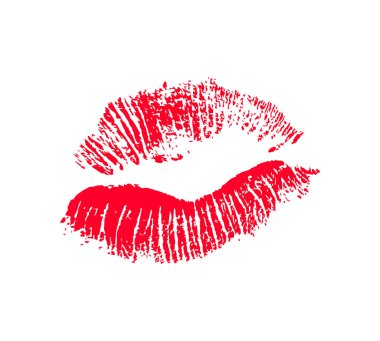 Beyaz arka planda kırmızı ruj izi var. Kırmızı ruj izi vektör çizimi.