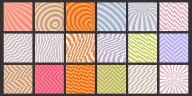 Havalı Sanat Doku Vektörü Tasarımı. Moda Y2k Geometrik Deseni. Soyut Renkli Özgeçmiş. Vintage Arkaplanı. 