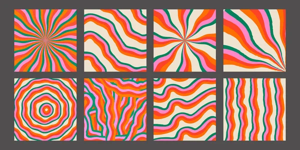 Sada Cool Funky Abstrakt Backgrounds Parádní Geometrické Vzory Psychedelic Hipster — Stockový vektor