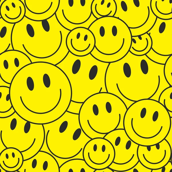 Cool Smile Seamless Pattern Vector Illustration Trendy Acid Rave Texture — Stock Vector