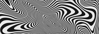 Optik İllüzyon Çizgili Doku. Soyut Geometrik Arkaplan Vektör Tasarımı. Operasyon Sanatı Çizimi.