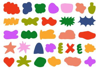 Cool Y2k Geometrik Şekiller. Soyut gaddar Bauhaus figürlerinin toplanması. İsviçre Tasarım Formları. Modern grafik elementleri vektörü belirlendi.