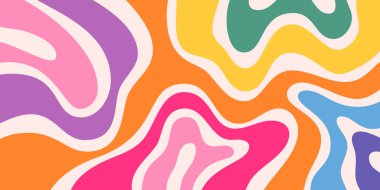 Havalı Soyut Harika Doku. Moda Psikedelik Çizgiler Arkaplanı. Y2k Renkli Desen.