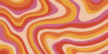 Cool Groovy Psychedelic Doku. Y2k Soyut Geometrik Desen Vektör Tasarımı Çizimi. Retro Şirin Seyahat Arkaplanı.