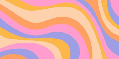 Cool Groovy Psychedelic Doku. Y2k Soyut Geometrik Desen Vektör Tasarımı Çizimi. Retro Şirin Seyahat Arkaplanı.