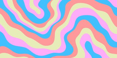 Cool Y2k Soyut Dalgalı Doku Vektörü Tasarım Sanatı. Şahane Psikedelik Gökkuşağı Şablonu. Trippy Pop Sanat İllüstrasyonu.