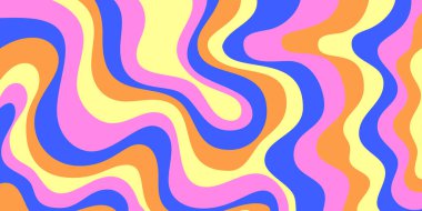 Cool Y2k Soyut Dalgalı Doku Vektörü Tasarım Sanatı. Şahane Psikedelik Gökkuşağı Şablonu. Trippy Pop Sanat İllüstrasyonu.