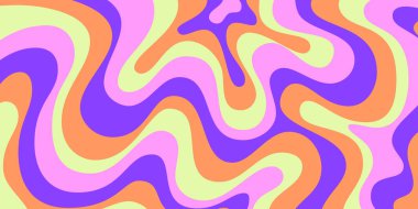 Cool Y2k Soyut Dalgalı Doku Vektörü Tasarım Sanatı. Şahane Psikedelik Gökkuşağı Şablonu. Trippy Pop Sanat İllüstrasyonu.