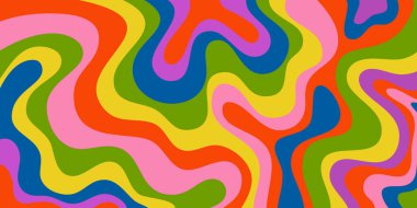 Cool Y2k Soyut Dalgalı Doku Vektörü Tasarım Sanatı. Şahane Psikedelik Gökkuşağı Şablonu. Trippy Pop Sanat İllüstrasyonu.