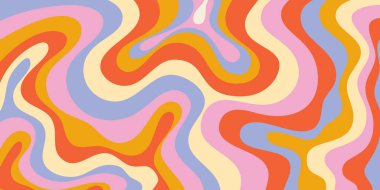 Cool Y2k Soyut Dalgalı Doku Vektörü Tasarım Sanatı. Şahane Psikedelik Gökkuşağı Şablonu. Trippy Pop Sanat İllüstrasyonu.